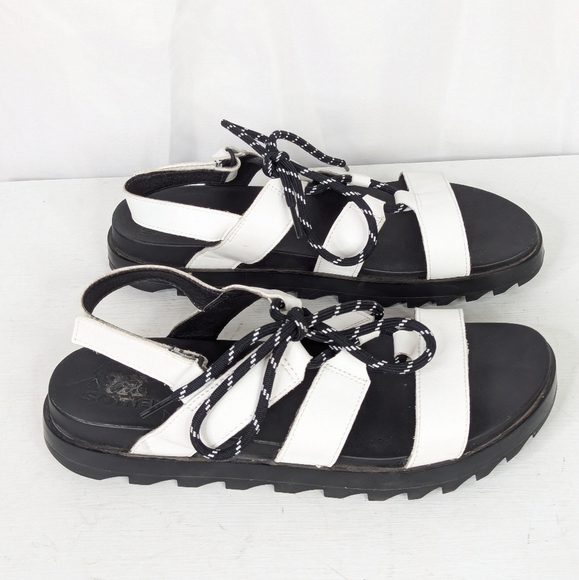 Sorel Roaming Lace Up White Leather Sandals - Picture 3 of 7
